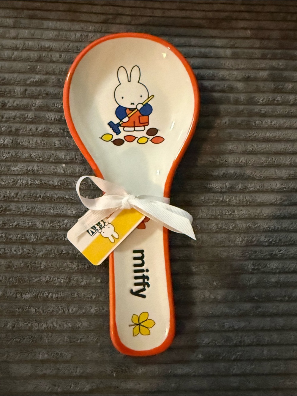 miffy White Ceramic Spoon Rest w/ Orange Accents- Fall Themed- NWT